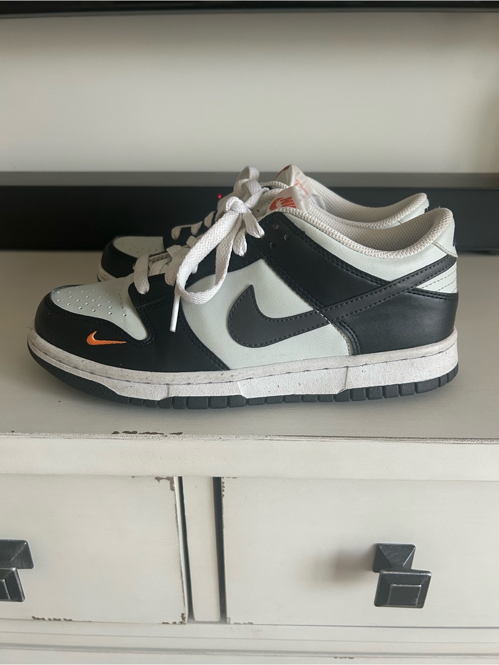 Nike Dunk Low Black White with Orange Accent